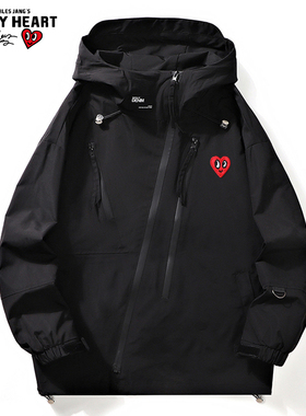 查尔斯桃心 黑色三合一冲锋衣男女春秋冬季防风防水户外爬山外套