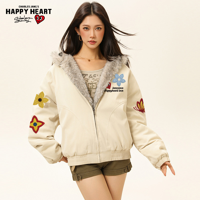 查尔斯桃心座山雕棉服男女加厚