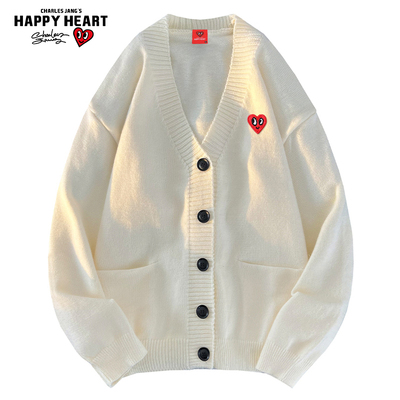 查尔斯桃心爱心开衫毛衣