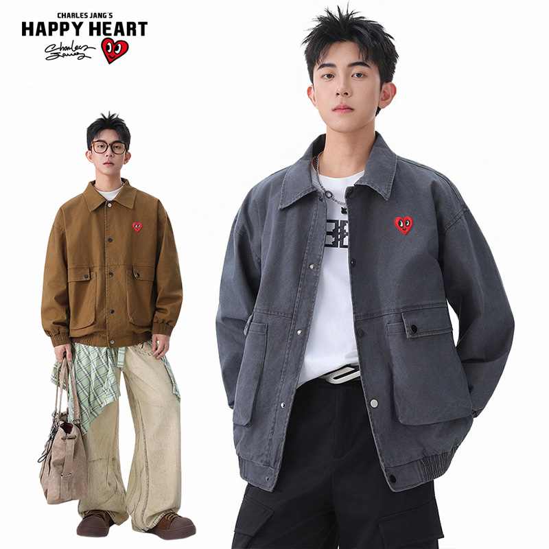 查尔斯桃心巴恩风翻领工装外套男