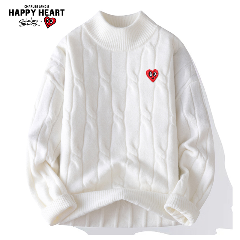 查尔斯桃心爱心高领毛衣