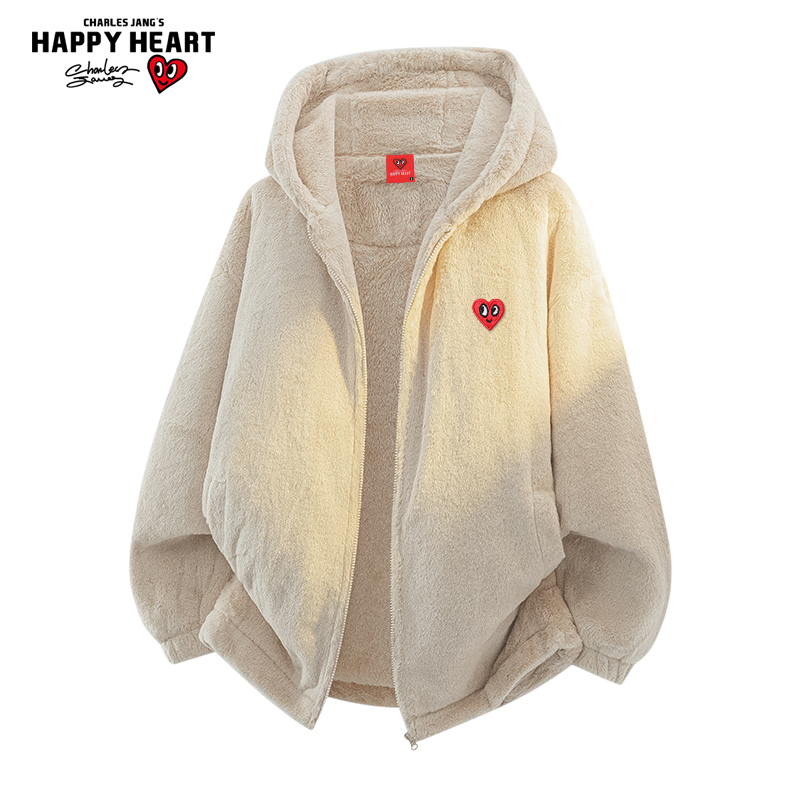 查尔斯桃心美式连帽棉衣防寒外套
