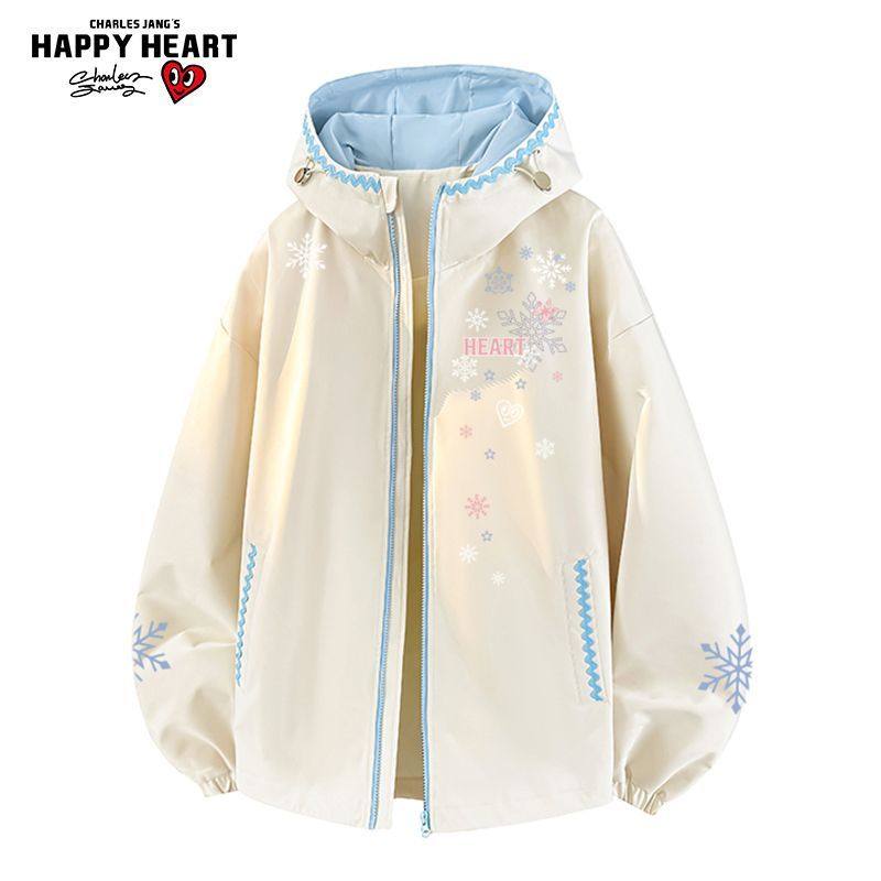 查尔斯桃心 美式波浪撞色排线创意雪花涂鸦防水连帽夹克外套男女,男装,夹克,淘宝优惠券,粉丝福利购,淘宝优惠卷
