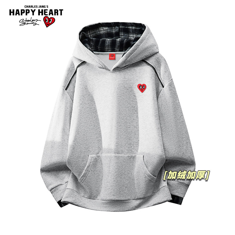 查尔斯桃心加绒加厚连帽卫衣男女冬季新款宽松休闲情侣百搭外套潮,男装,卫衣,淘宝优惠券,粉丝福利购,淘宝优惠卷
