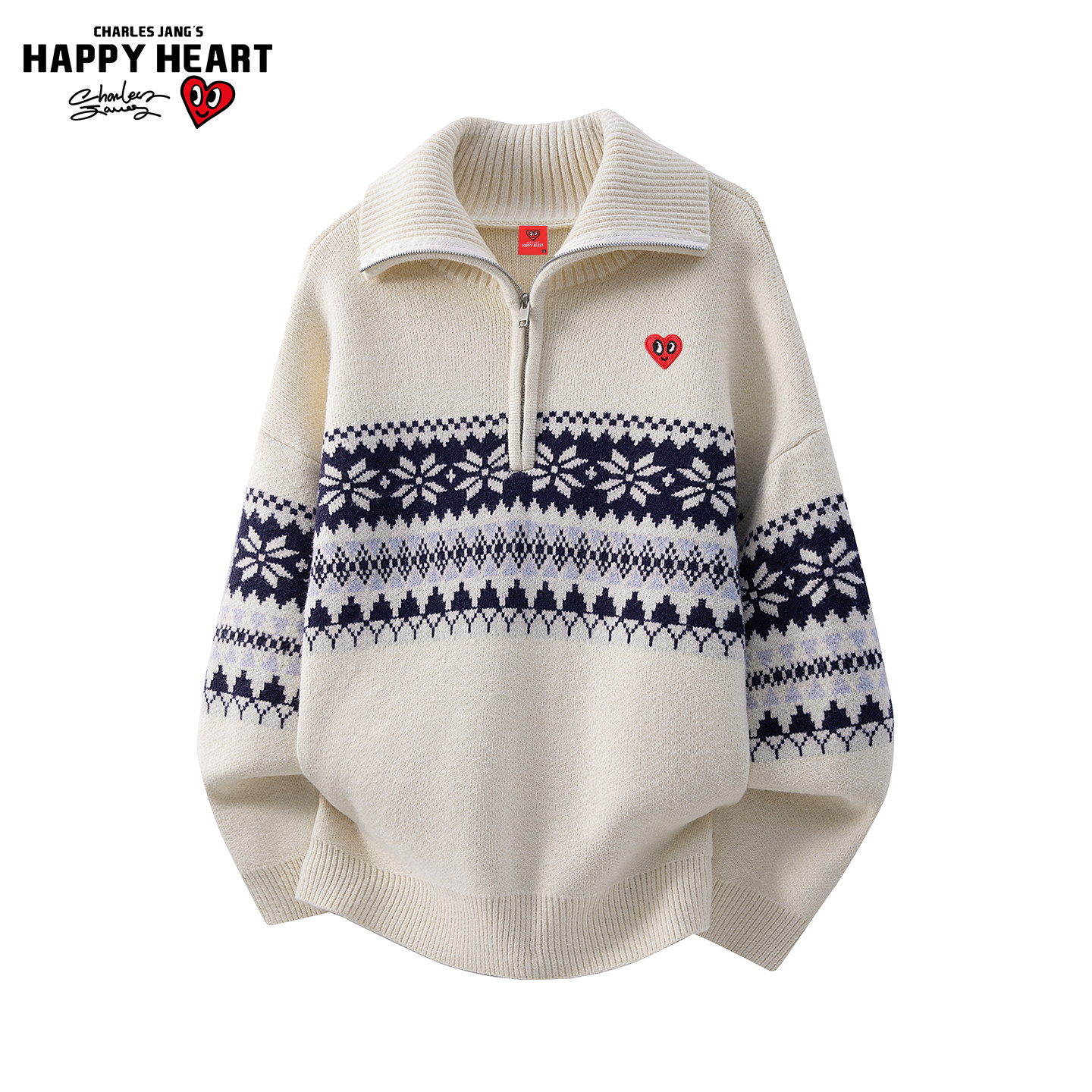 查尔斯桃心复古费尔岛风半拉链毛衣男女秋冬氛围感慵懒宽松针织衫,男装,针织衫/毛衣,淘宝优惠券,粉丝福利购,淘宝优惠卷