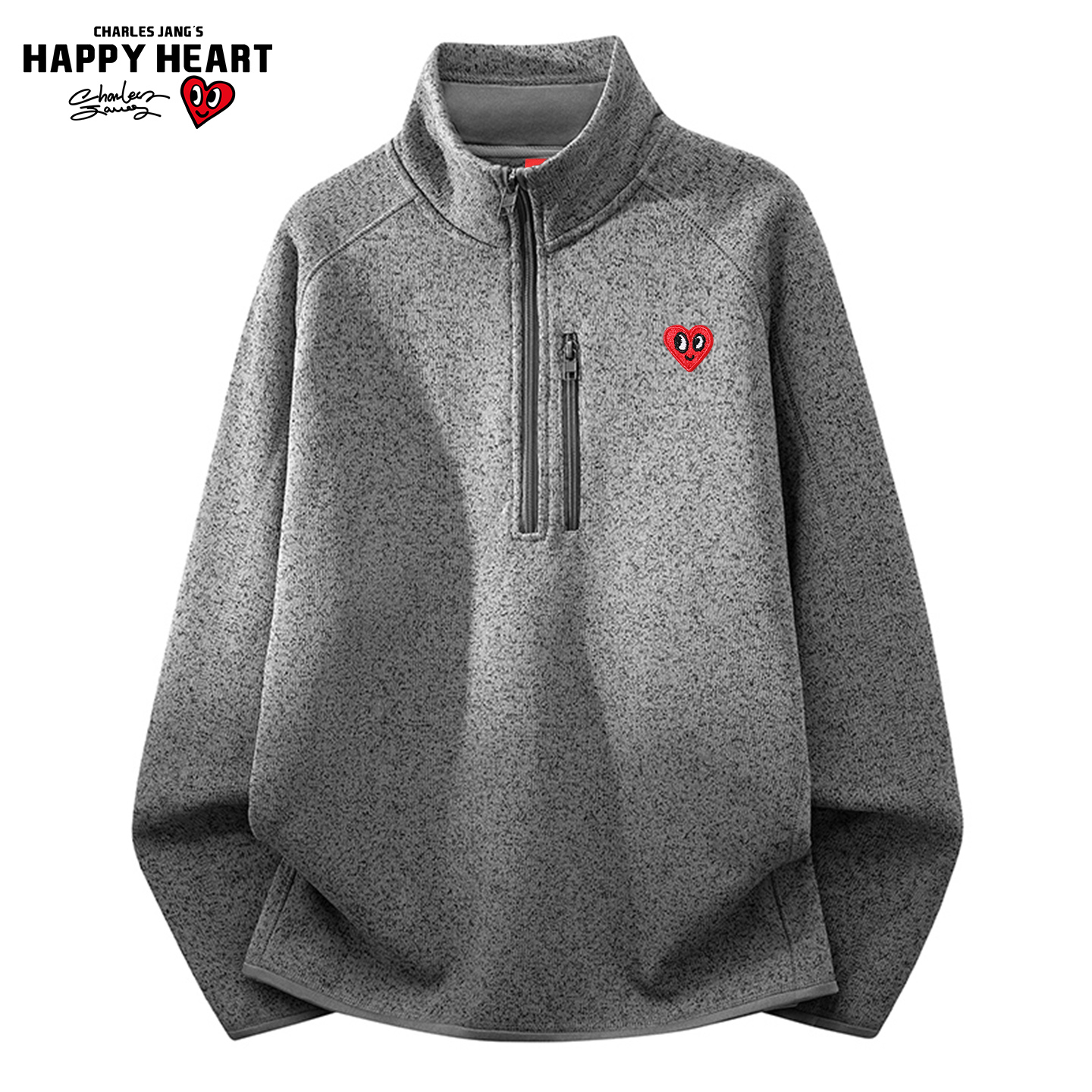 查尔斯桃心半拉链卫衣摇粒绒打底
