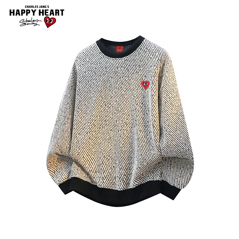 查尔斯桃心小香爱心风圆领卫衣男