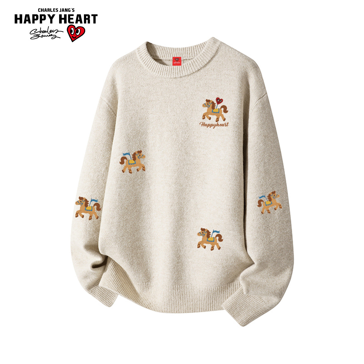 查尔斯桃心美式印花毛衣男女情侣款宽松圆领针织衫冬装内搭上衣潮,男装,针织衫/毛衣,淘宝优惠券,粉丝福利购,淘宝优惠卷