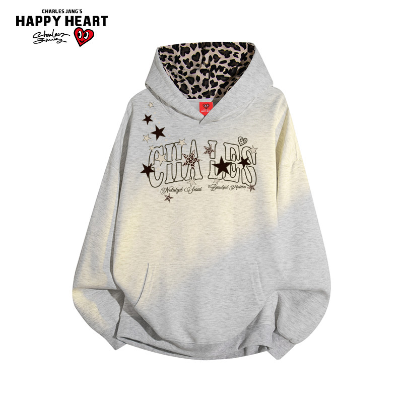 查尔斯桃心字母星星印花豹纹连帽卫衣男女春秋季运动休闲潮牌外套,男装,卫衣,淘宝优惠券,粉丝福利购,淘宝优惠卷