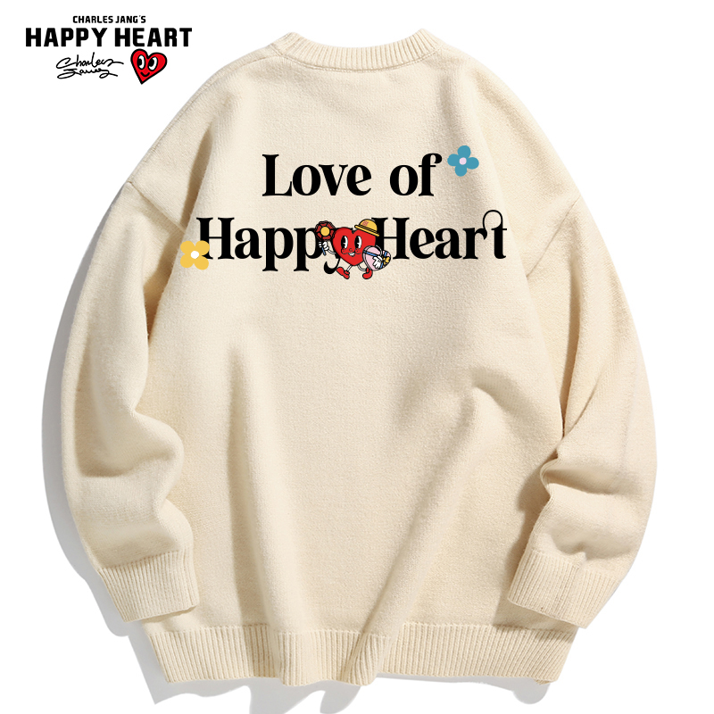 查尔斯桃心爱心圆领毛衣