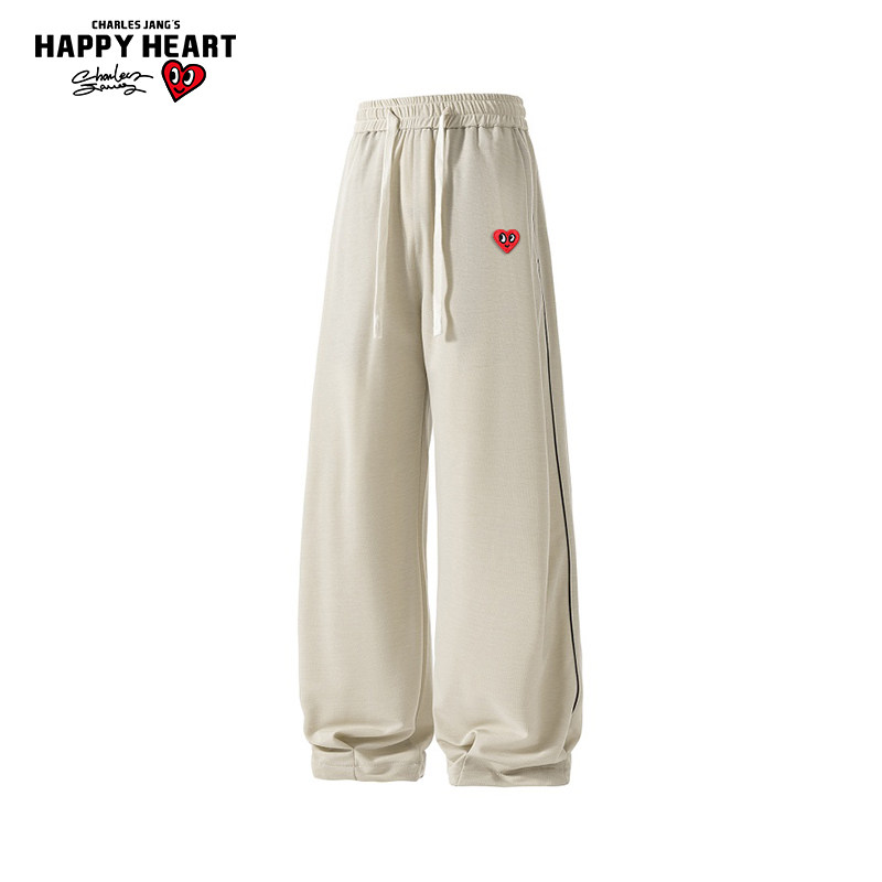 查尔斯桃心美式直筒运动裤男女春秋季2026新款宽松百搭休闲长裤子