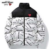 2026新款 秋冬季 加厚爱心棉衣 撞色字母棉服外套男短款 查尔斯桃心