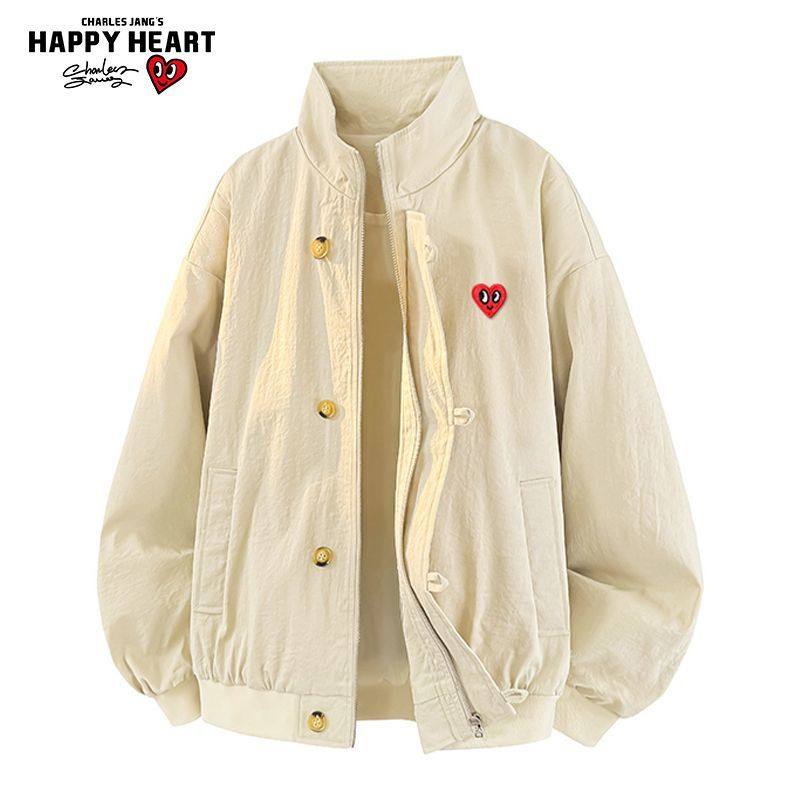 查尔斯桃心 美式简约复古立领夹克外套男女春秋宽松休闲潮牌上衣,男装,夹克,淘宝优惠券,粉丝福利购,淘宝优惠卷