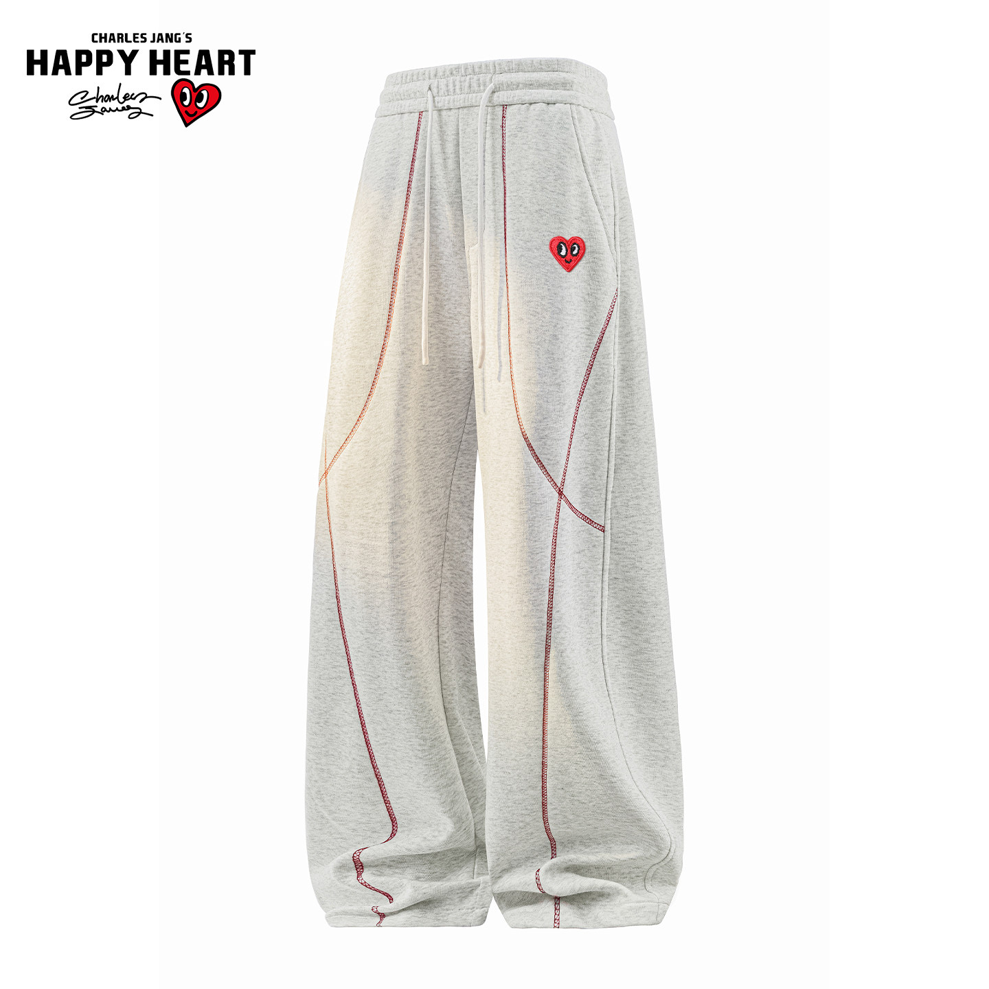 查尔斯桃心美式解构裤子男春秋季宽松直筒弯刀2026新款休闲长裤潮