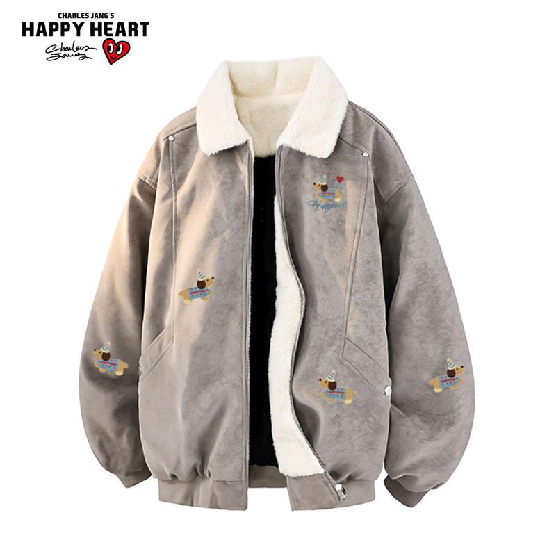 查尔斯桃心复古腊肠狗印花羊羔绒棉服冬季新款情侣加厚棉袄外套潮,男装,棉衣,淘宝优惠券,粉丝福利购,淘宝优惠卷