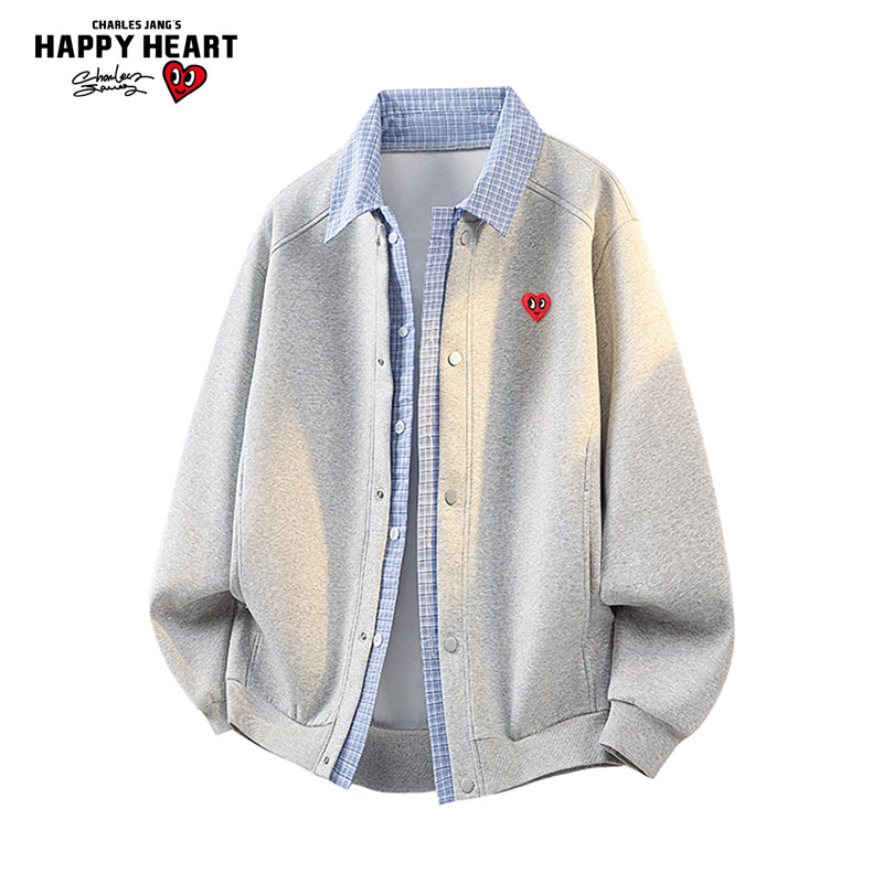 查尔斯桃心休闲假两件拼接卫衣男女春上新新款百搭宽松运动外套潮,男装,卫衣,淘宝优惠券,粉丝福利购,淘宝优惠卷