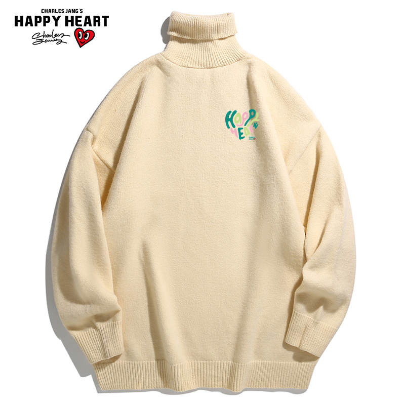 查尔斯桃心爱心高领毛衣