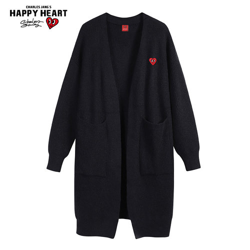 查尔斯桃心开衫毛衣中长款