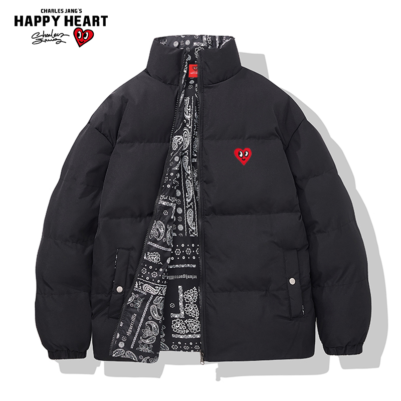 查尔斯桃心 双面穿棉衣男腰果花棉服御寒保暖立领棉袄男女同款
