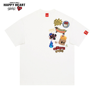 查尔斯桃心 2026年夏季新款美式高街纸盒人勇者动漫印花短袖t恤男
