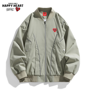 查尔斯桃心美式解构棒球服外套春秋季2026新款情侣书呆子夹克男女