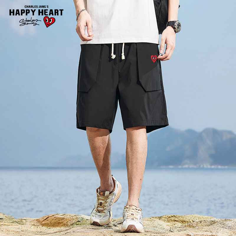 查尔斯桃心美式爱心刺绣短袖男