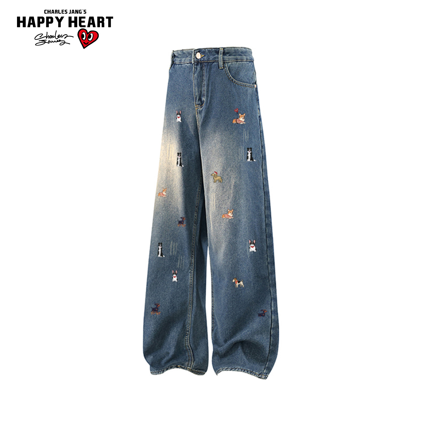 查尔斯桃牛仔裤男女同款