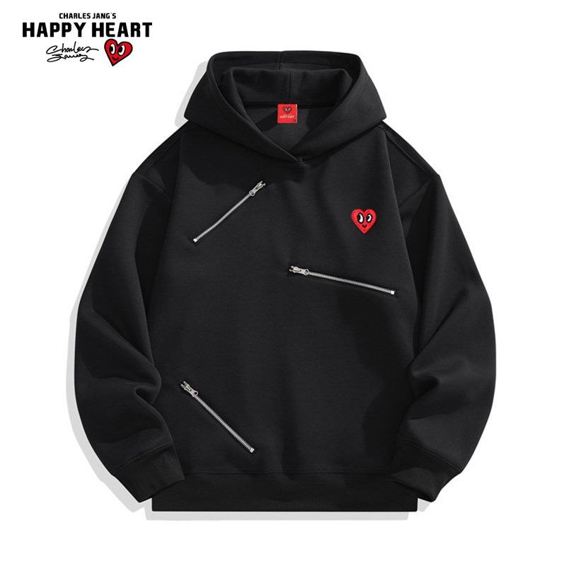 查尔斯桃心 2025年新款春秋季拉链款连帽套头卫衣男情侣宽松大码