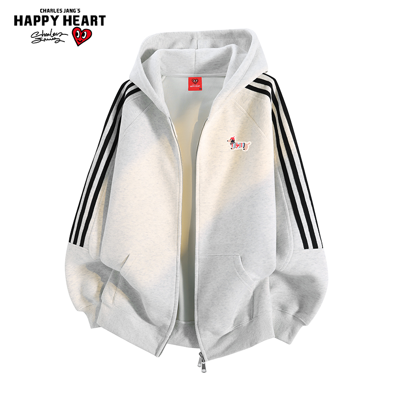 查尔斯桃心腊肠狗连帽开衫卫衣男