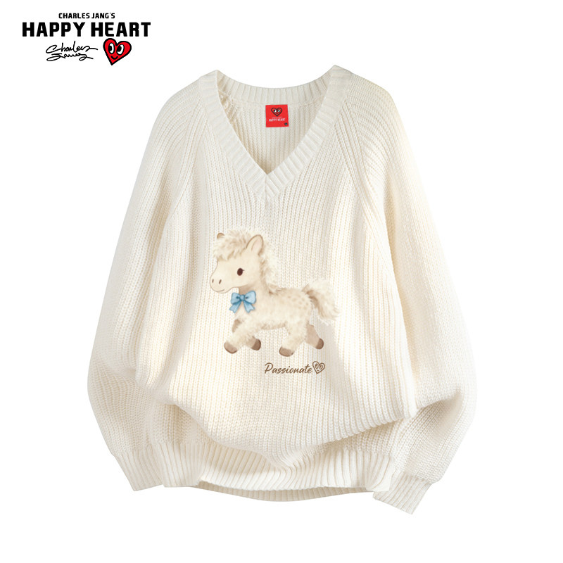 查尔斯桃心马年2026新款宽松休闲v领毛衣男女冬季宽松保暖针织衫,男装,针织衫/毛衣,淘宝优惠券,粉丝福利购,淘宝优惠卷