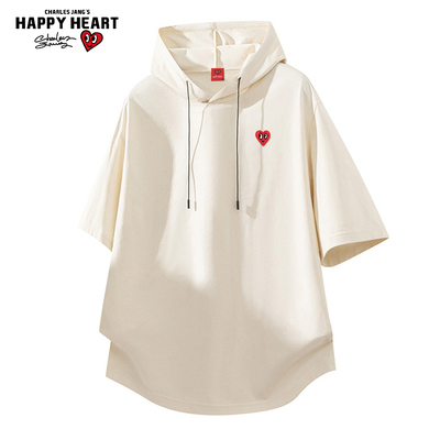 查尔斯桃心防晒抗菌连帽短袖T恤