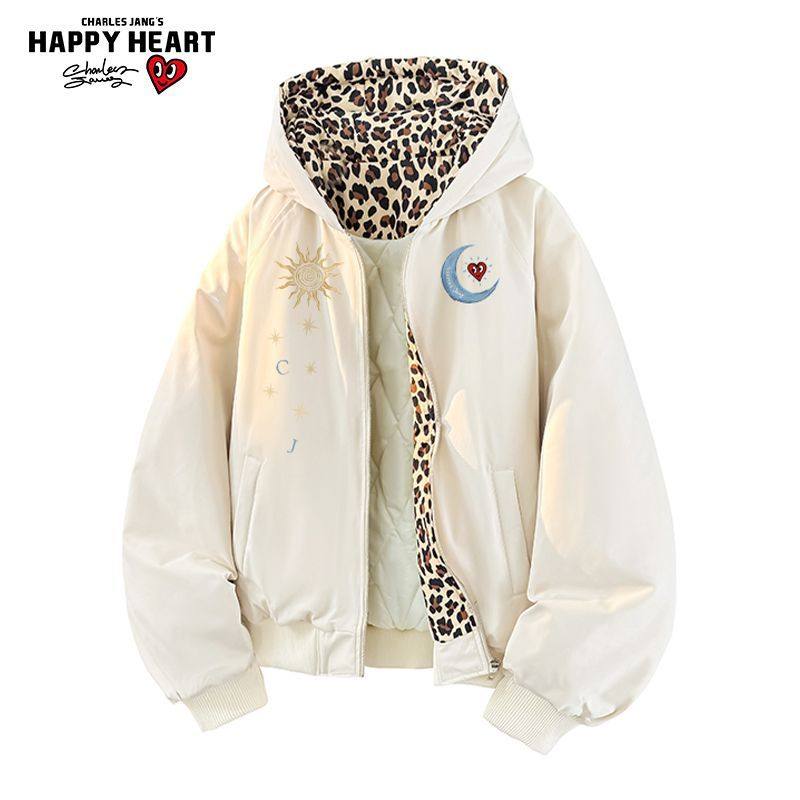 查尔斯桃心美式涂鸦印花豹纹连帽棉衣外套男女冬季加厚保暖棉服,男装,棉衣,淘宝优惠券,粉丝福利购,淘宝优惠卷