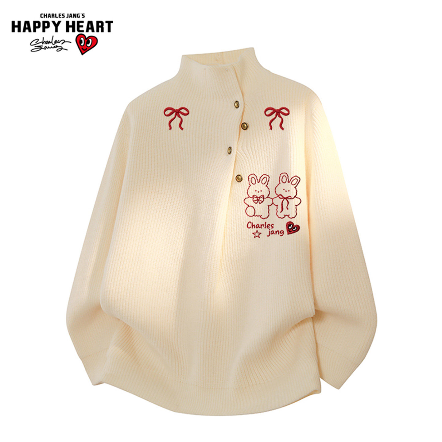 查尔斯桃心兔子刺绣半高领毛衣男冬季新款潮牌情侣休闲针织衫上衣,男装,针织衫/毛衣,淘宝优惠券,粉丝福利购,淘宝优惠卷