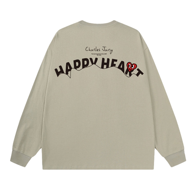 查尔斯桃心无性别长袖T恤