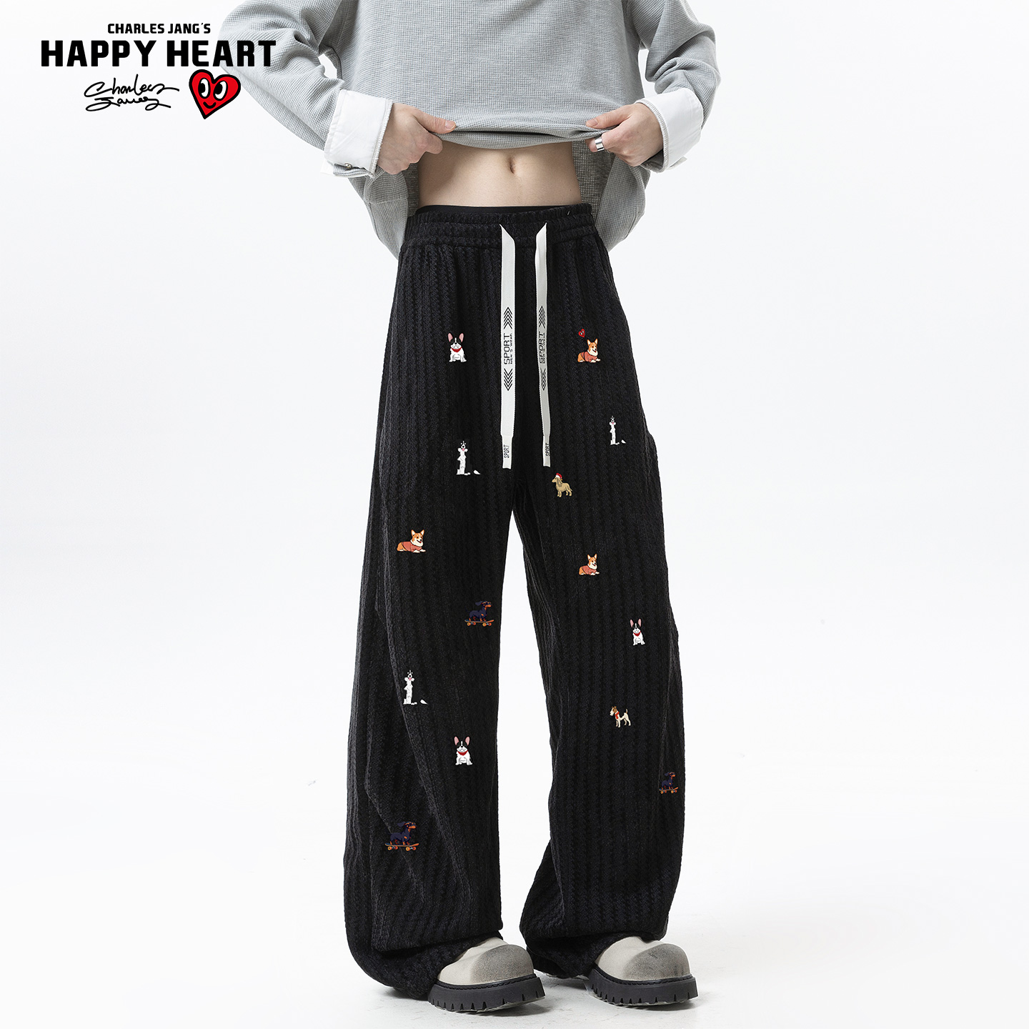 查尔斯桃心休闲裤男女同款运动裤