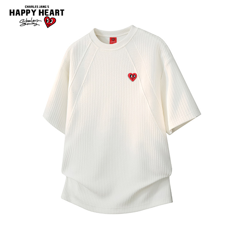 查尔斯桃心肌理感短袖T恤男女夏季新款休闲上衣服潮牌宽松打底衫,男装,T恤,淘宝优惠券,粉丝福利购,淘宝优惠卷