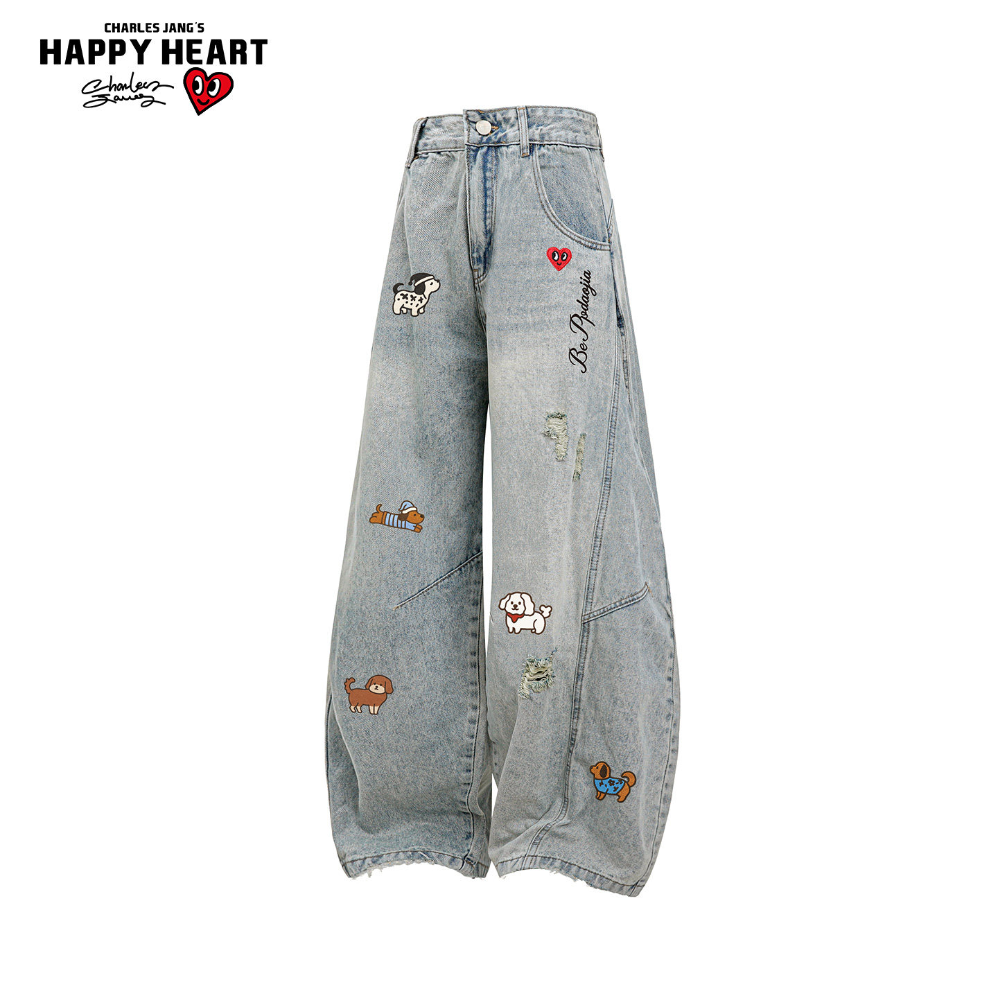 查尔斯桃心牛仔裤子男女春秋复古百搭弯刀裤阔腿宽松运动休闲长裤,男装,牛仔裤,淘宝优惠券,粉丝福利购,淘宝优惠卷