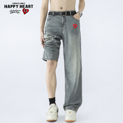 查尔斯桃心莱赛尔冰丝牛仔裤男