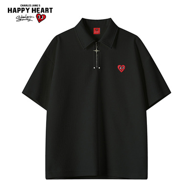 查尔斯桃心半开拉链短袖POLO衫