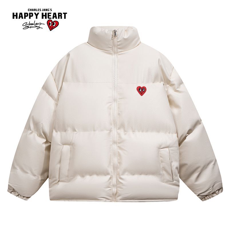 查尔斯桃心PU皮加厚立领面包棉服