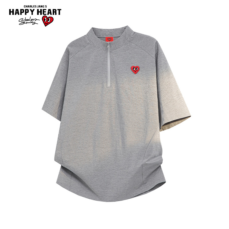 查尔斯桃心美式圆领半拉链上衣男女夏季新款宽松潮流休闲短袖T恤,男装,T恤,淘宝优惠券,粉丝福利购,淘宝优惠卷