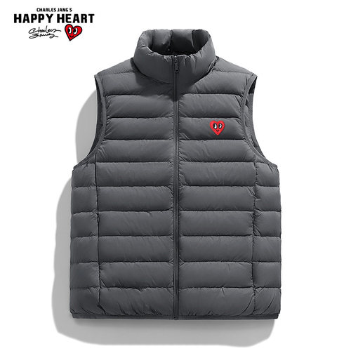 查尔斯桃心复古排骨羽绒马甲男