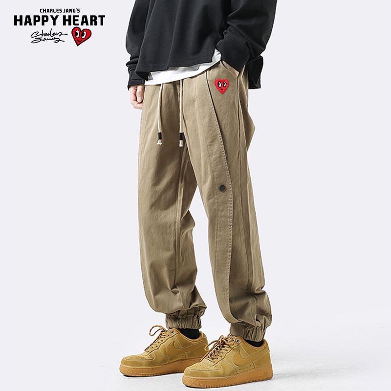 查尔斯桃心束脚九分休闲裤