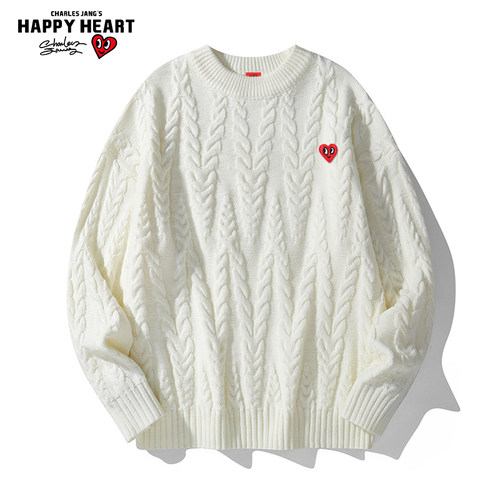 查尔斯桃心爱心圆领毛衣
