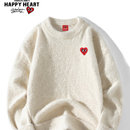 查尔斯桃心 秋冬加绒圆领毛衣内搭宽松情侣休闲上衣