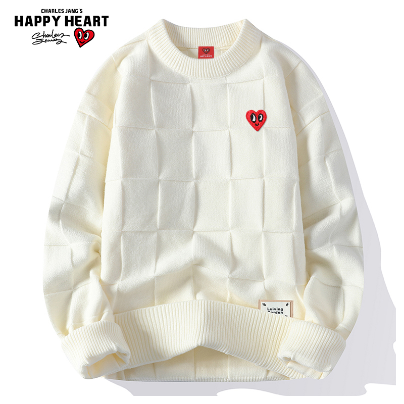 查尔斯桃心爱心圆领毛衣