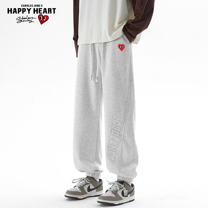 查尔斯桃心 2026年新款春秋季运动束脚长裤男训练跑步系绳薄款