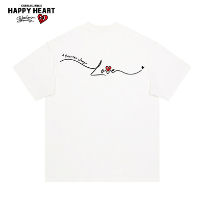 查尔斯桃心手绘字母印花短袖t恤