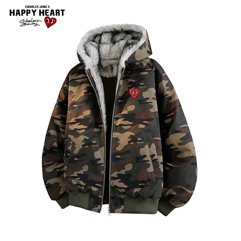 查尔斯桃心美式复古毛领棉服男女冬季新款加厚保暖连帽外套棉衣潮,男装,棉衣,淘宝优惠券,粉丝福利购,淘宝优惠卷