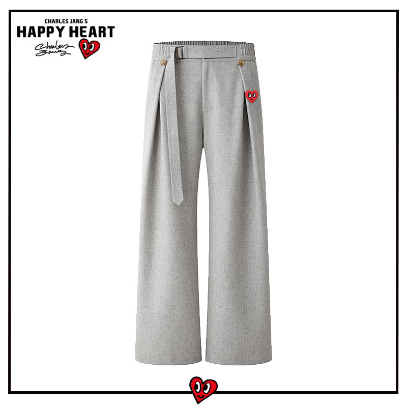 查尔斯桃心美式休闲长裤子男款cleanfit松弛垂感宽松休闲直筒西裤